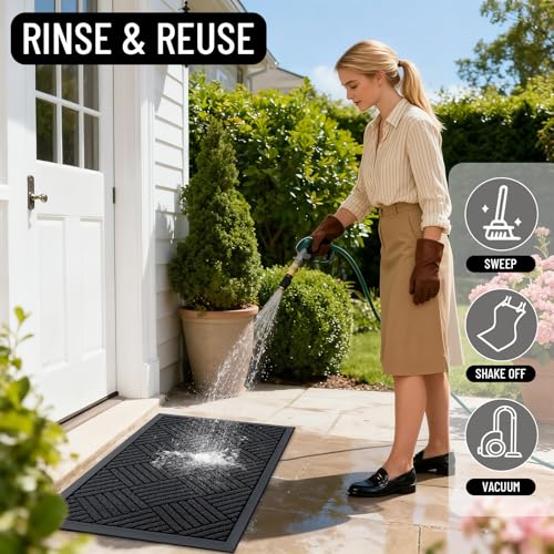 Front Door Mat Outside Entrance 71x23 (71" X 23" / Black Diamond)