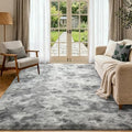 4x6 Ft Shag Rugs for Bedroom Living Room (Ab Tie Dyed Light Grey / 4' X 6' (Rectangular))