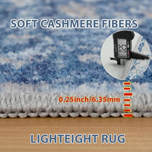 9x12 Area Rugs for Living Room Washable Bedroom Dining Room Blue Grey White (Blue Grey/White / 9' x 12' (Rectangular))