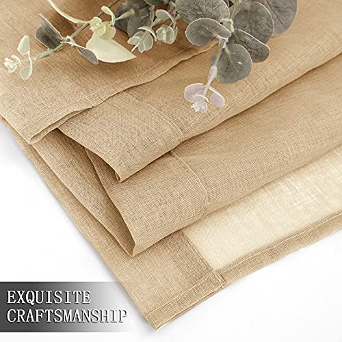 Sheer Curtains Linen Textured Bedroom Curtain Sheers Light Filtering Rod Pocket Voile Curtains for Living Room (54"W x 63"L (Pack of 2) / Beige)