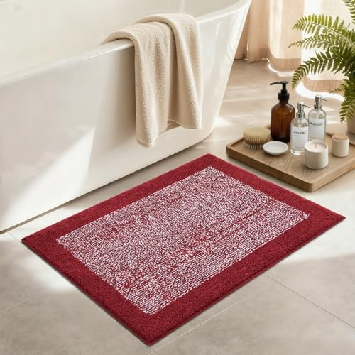 Bathroom Rugs 30x20 Non Slip Washable (Red / 1'8" x 2'6" (Rectangular))