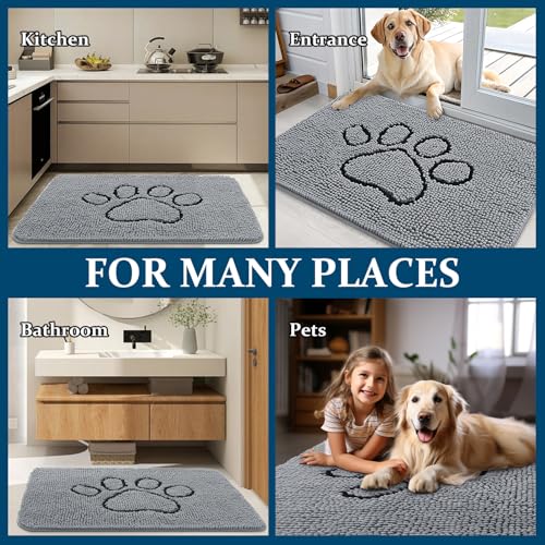 Dog Door Mat for Muddy Paws 34x21 (Grey / 34" X 21")