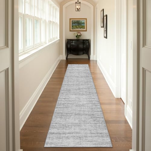 2.5x10 Washable Runner Rugs (Grey / 2'6" x 10' (Runner))