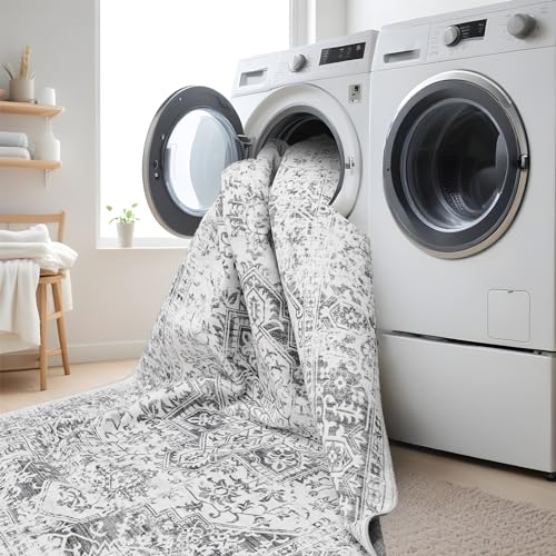 2'6"x14 Washable Long Runner Rug (Distressed Grey / 2'6" x 14' (Runner))