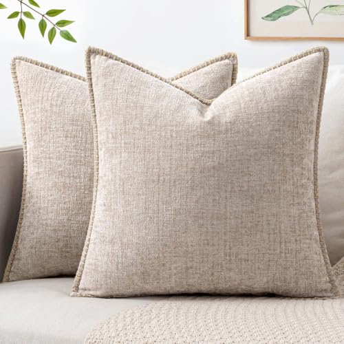 Decorative Couch Throw Pillow Covers 18x18 Inch Taupe 2 Pack (Taupe / 18" x 18" (Pack of 2))