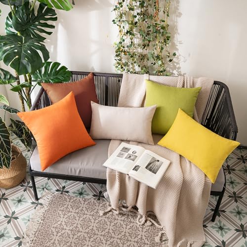 Decorative Outdoor Pillow Covers Fall 12x12 Orange (12" x 12" (Pack of 2) / Orange)