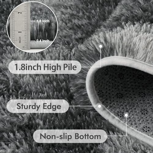 8x10 Ft Extra Large Shag Rugs for Living Room (Ff Grey 5sm02 / 8' X 10' (Rectangular))