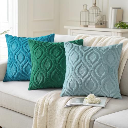 Faux Fur Plush Soft Turquoise Throw Pillow Covers 24x24 Set of 2 (24" x 24" (Pack of 2) / Turquoise)