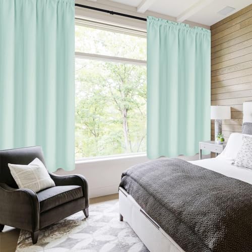 Blackout Curtains for Bedroom Living Room 42 x 45 Inch Long 2 Panels (Mint Green / 42"W x 45"L (Pack of 2))
