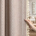 Blush Beige Boho Blackout Curtains 84 Inch 2 Panels with Tassels (Blush Beige / 52"W x 84"L (Pack of 2))