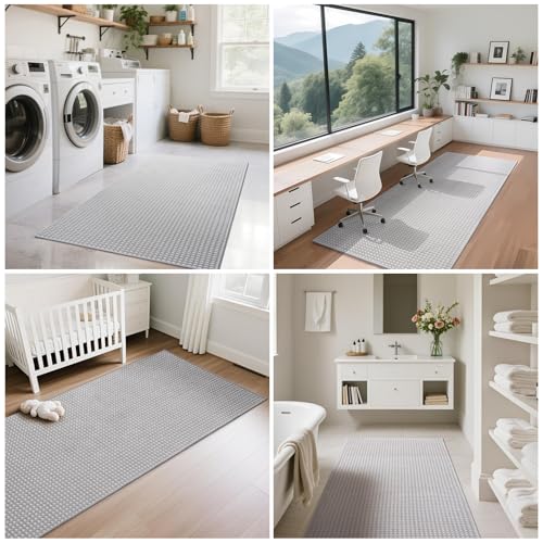 Kitchen Runner Rug Mat Non Slip Hallway Runner Washable Gray 2x6 ft (A- Light Grey / 2' x 6')