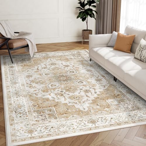 Amada 5x7 Washable Area Rug for Living Room (5' x 7' (Rectangular) / Beige)