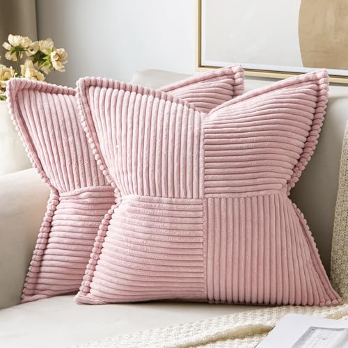 Decorative Throw Pillow Covers for Couch 18x18 Inch Pink 2 Pack (Pink / 18" x 18" (Pack of 2))