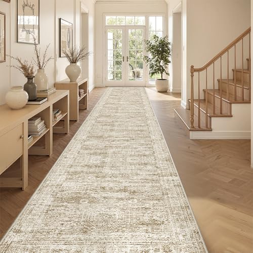 3x18 Runner Rug Non Slip (Brown/Ivory / 3' x 18' (Runner))
