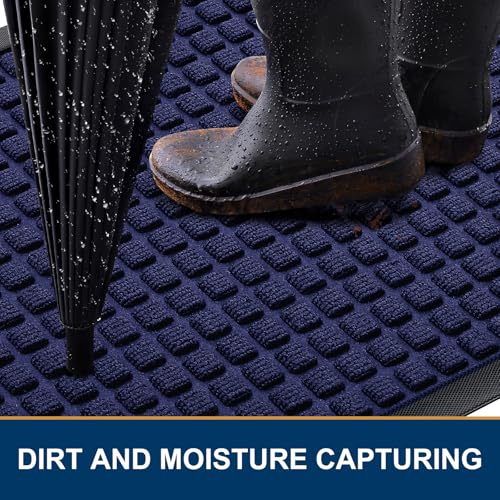 Front Door Mat Outside Entrance (Navy Blue / 47" X 23")