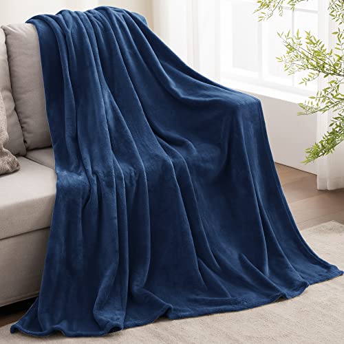 Fleece Blanket Soft Plush Twin Size Blanket Navy 60"x80" (Navy / Twin(60"x80"))