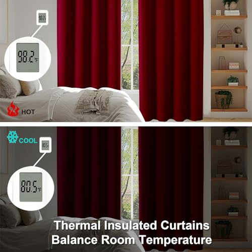 Ava Red Blackout Curtains for Bedroom 72 Inch Length 2 Panels Set (Red / 40"W x 72"L (Pack of 2))