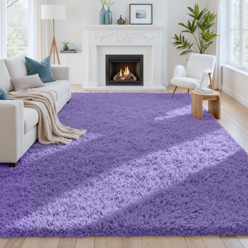 8x10 Fluffy Shag Area Rugs for Living Room Bedroom (Purple / 8' x 10' (Rectangular))