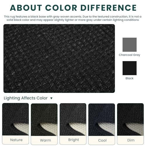 Runners for Hallways 2x6 ft Washable Kitchen Runner Non Slip Rubber Backed Hall Runners Cotton Entryway Runner Rugs Floor Carpet for Indoor Backdoor Bedroom Kitchen (Black/Dark Grey / 2' x 6' (Runner))