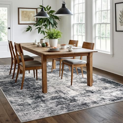 Modern Abstract Area Rugs 6x9 Ft Washable Rugs for Living Room (Black/Grey/White / 6' x 9' (Rectangular))