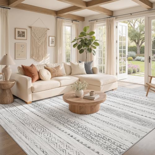 Boho 6x8 Area Rug Living Room Rugs Machine Washable Gray (Color Gray / 6' X 8' (Rectangular))