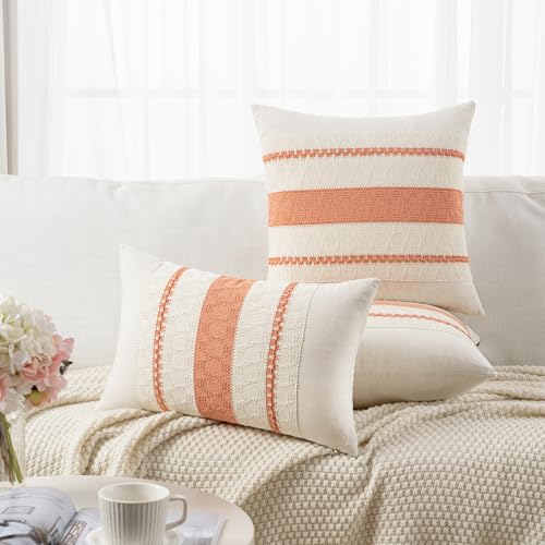 Set of 1 Boho Coral Lumbar Decorative Throw Pillow Cover 12x20 Inch for Couch Bed Sofa Chair (20" x 12" (Pack of 1) / Coral)