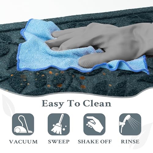 Blue Leaves Outdoor Indoor Entrance Door mat (Leaves-blue / 2'8" x 3'11" (Rectangular))