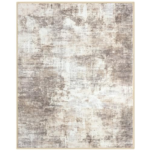 Abstract Area Rug 4x5 Ft Washable Rugs for Entryway Indoor (Gold/Yellow/Brown/Beige/White / 4' x 5' (Rectangular))