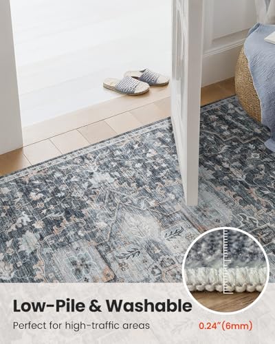 Amada Large 9x12 Washable Area Rug for Living Room (9' x 12' (Rectangular) / Gray/Gold)