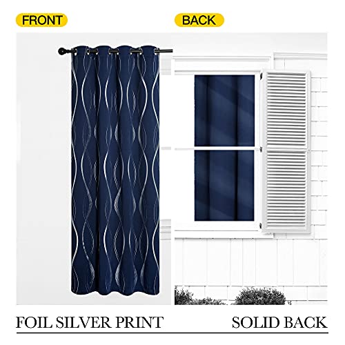 Sliding Door Curtains Extra Long Blackout Drapes for Large Window (1 - Navy / 52"W x 108"L (Pack of 2))