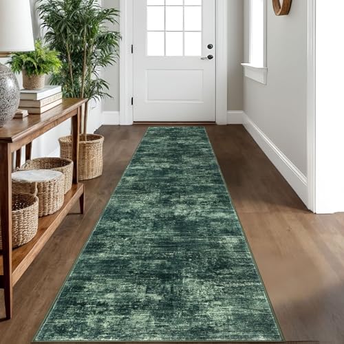 Abstract Runner Rug 2x10 Ft Washable Runners for Hallways (Dark Green / 2' x 10' (Rectangular))