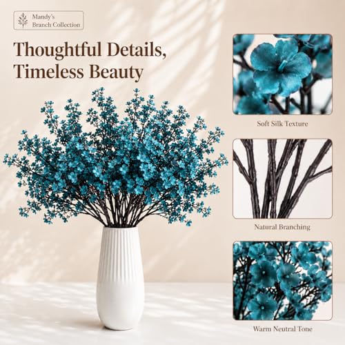 15 Bundles Artificial Teal Baby’s Breath Flowers (Teal)