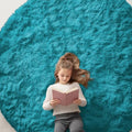 Teal Round Rugs for Bedroom (7 Ft Round / Teal)