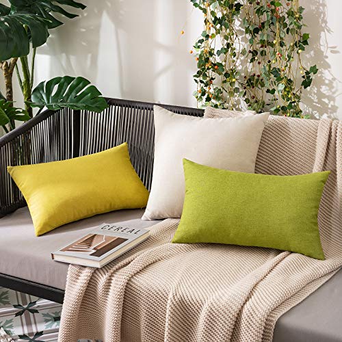 Decorative Outdoor Pillow Covers Lumbar Waterproof 12x20 Green (20" x 12" (Pack of 2) / Green)