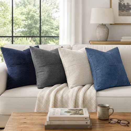 Cream White Decorative Throw Pillow Covers for Couch 20x20 Inch (20" x 20" (Pack of 2) / Cream White)