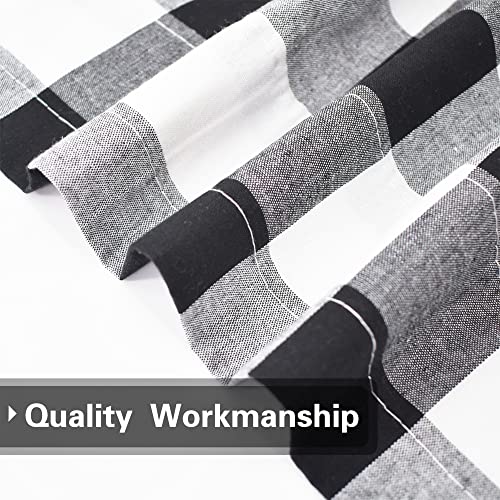 Buffalo Check Window Curtains 72 inches Long Living Room Cotton Curtain Panels Bedroom Plaid Gingham Farmhouse Decor Curtains Rod Pocket Kitchen Bathroom Basement 2 Panels Black White 52"x72" (52"W x 72"L (Pack of 2) / Black+white)