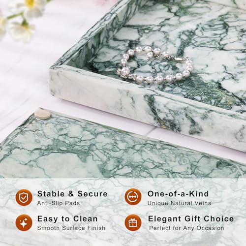 Marble Bathroom Tray for Countertop & Home Decor (Jade Green)