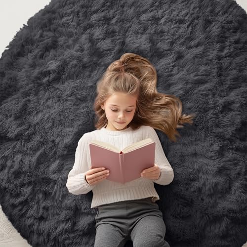 Black Round Rugs for Bedroom (5 Ft Round / Black)