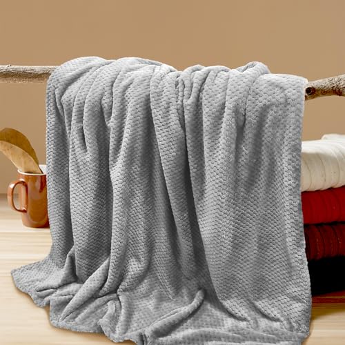 4 Pack Fleece Throw Blankets 50x60 Inches (Gray / Throw(50''x60''))