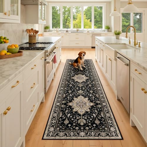 Washable Area Rug (Black/Neutral / 2' x 8' (Rectangular))