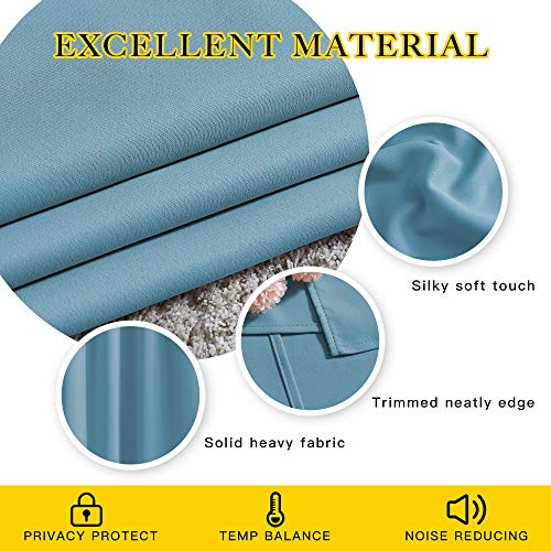 Room Darkening Curtain Panels (Teal Blue / 46"W x 54"L (Pack of 2))
