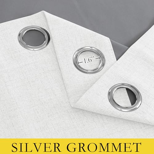 100% Absolutely Blackout Linen Curtains with Thermal Insulated Liner (62"W x 72"L (Pack of 2) / Greyish White)