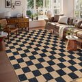 Checkered Easy Jute Living Room Rug (8' x 10' (Rectangular) / Black/Checkerboard -1)
