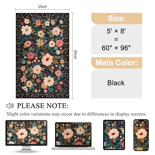 5x8 Area Rug for Bedroom (Black / 5' x 8' (Rectangular))