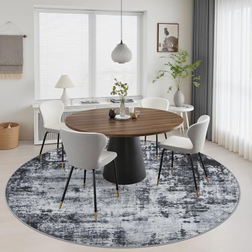Round Area Rug Living Room (Dark Black / 5' (Round))
