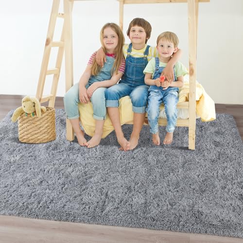 Soft Area Rugs for Bedroom Living Room Plush Fluffy Rug 5x8 (Grey / 5' x 8' (Rectangular))