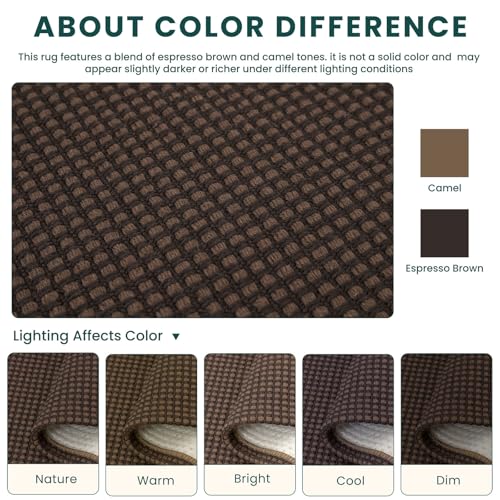 Rugs for Entryway 3x5 ft Washable Area Rug Non Slip Rubber Backed Entry Rug Woven Indoor Door Mat Cotton Kitchen Rugs Floor Carpet for Entryway (Brown/Dark Brown / 3' x 5' (Rectangular))