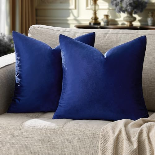 Royal Blue Velvet Throw Pillow Covers 24x24 Pack of 2 (Royal Blue / 24" x 24" (Pack of 2))