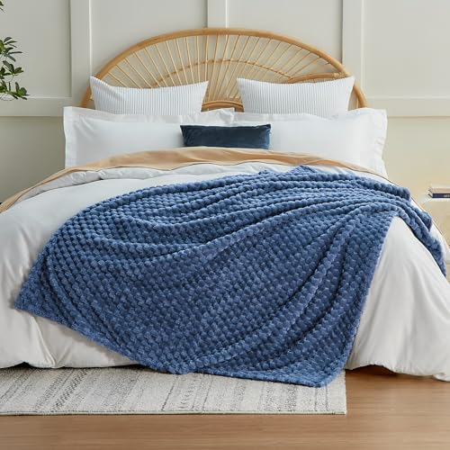 Turtle Shell Throw Blanket Dark Blue for Couch Gentle Soft Fleece (Dark Blue / Throw)