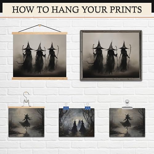 03 Pcs Unframed Vintage Moody Witch Art (Unframed / Ghost 3)
